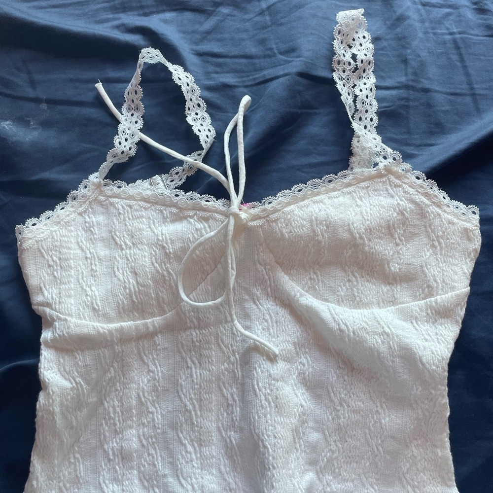Edikted White Lace Trim Crop Top
